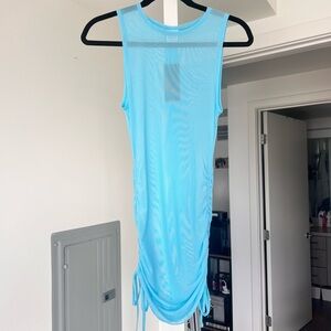 Light Blue Sleeveless Ruched Dress